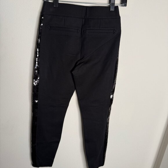 SPANX NWT $148‎ Women's Black Ponte Sequin Trim Pull On Skinny Pants S Small - Picture 4 of 8